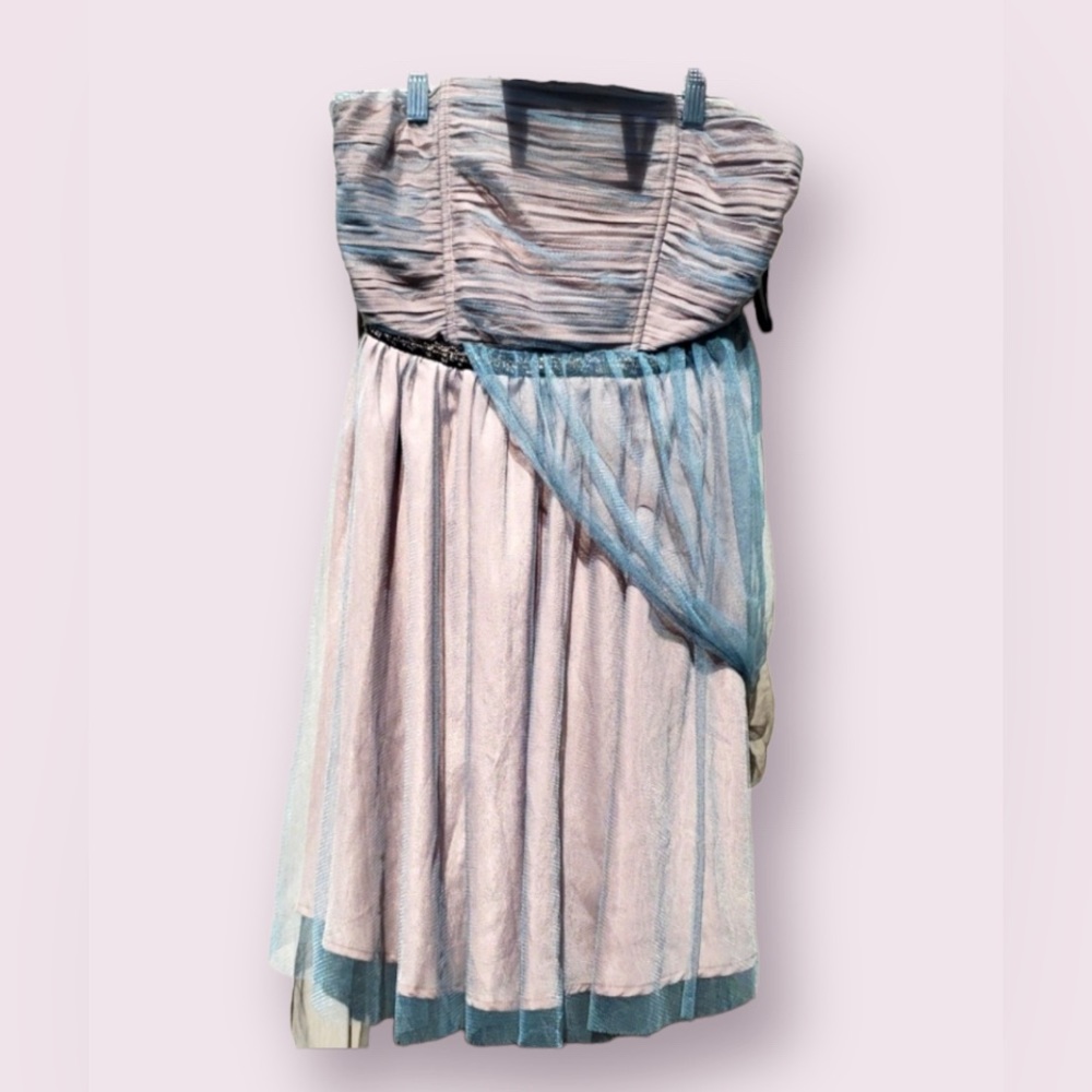 Minuet Strapless White Blue Mini strapless Dress
